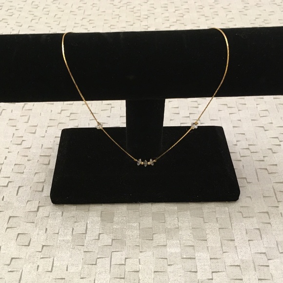 Golden Necklace with Crystal Bead Accents - Picture 2 of 4